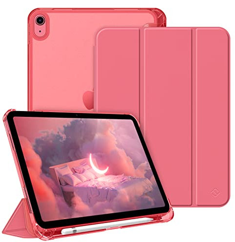 FINTIE Custodia per iPad (A16) 11ª Generazione 11 (2025)/iPad 10ª Generazione 10.9 (2022) con Portapenne - Sottile Leggero Opaca Trasparente Posteriore Cover con Auto Sveglia/Sonno, Rosa
