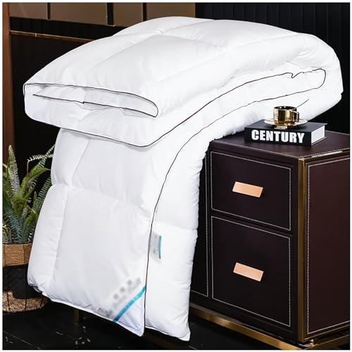ZTGL Piumino Invernale in Piuma D'Oca 95%, Super Borbido Anti-Piuma Cotone Fodera, Piumone Caldo Trapuntato Trapunta Singolo/Matrimoniale, Leggero e Calda Piumino 4 Stagioni,E,150X200cm(2kg)