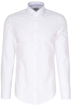 Seidensticker Chemise d'affaires pour Homme - Coupe ajustée - Infroissable - Col Kent - Manches Longues - 100% Coton, Blanc., 37 cm