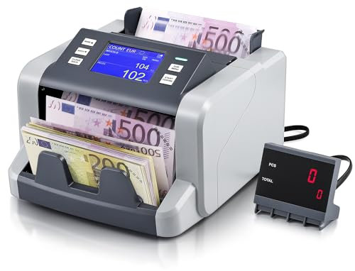 Bonvoisin Geldzähler Maschine, Wertzählung, 1500 Banknoten/Min (Max), Sortierung und Zählung von gemischten Banknotenwerten, 1CIS/UV/IR/MG Fälschungserkennung mit Touchscreen und externem Display