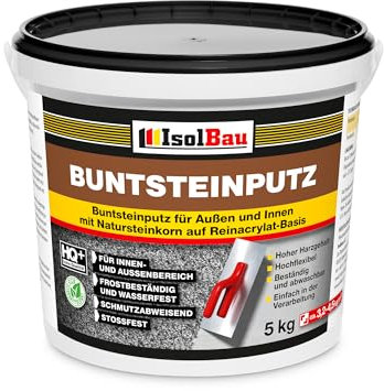 Isolbau BP20 Enduit de peinture pour extérieur et intérieur (blanc, gris, noir) 5 kg – Enduit de mosaïque résistant au gel, à l'eau et aux chocs