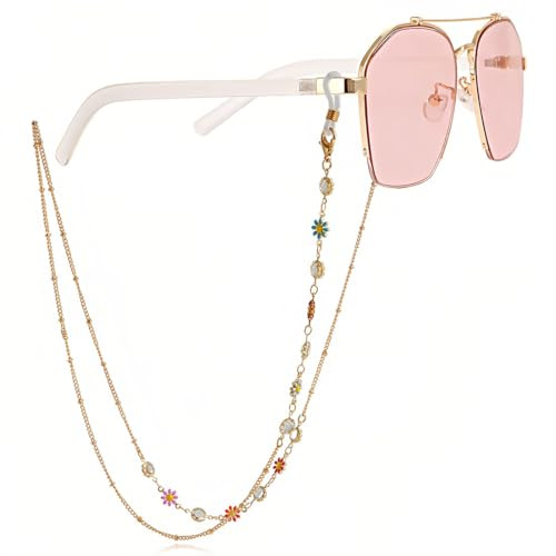 KSJEHW Chaîne de lunettes pour femme Porte-sangle autour du cou, chaîne de lunettes de lecture du soleil pour femme Collier de longe pour masque facial(Style 4)