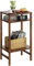 LELELINKY 3 Ebenen Beistelltisch,Moderner Telefontisch, Beistelltisch Schmal für Enge Räume,beistelltische Holz mit Stauraum,70cm Hoch Nachttisch für Wohnzimmer, Schlafzimmer, Büro, küche(Brauner)
