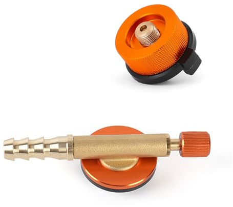 Beatyarmy 2 Piece Set Valve Caps Camping Gas Refill Adapter and Adaptor Gas for Butane Canister Universal Brass Gas Bottle Adaptor for Butane Canister to Screw Gas Cartridge