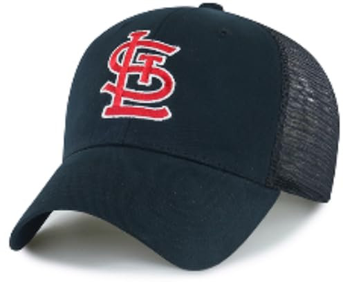 Offiziell lizenzierte St. Louis Baseball Navy Blue Mesh Trucker Hat Classic Primary Home Team STL Embroidered Logo Adjustable Structured MVP Snapback Sports Cap