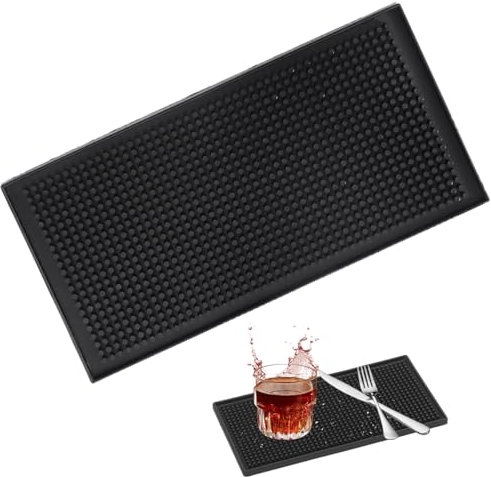 Tappetino Bar in Gomma 30 x 15 cm,Tappetino Scolapiatti Silicone Nero,Tappetino Macchina Caffe,Mat Antiscivolo Scolapiatti per Bancone Bar,Cucina Cocktail da Bar,Sottobicchiere Da Scrivania,Resistente