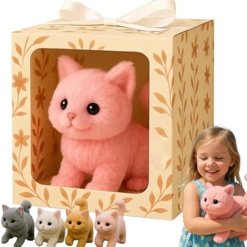 Mon Chat Réaliste AI - Apportez Une Joie Et Une Chaleur sans Fin, 2025 Nouveau Chaton De Robot Intelligent, Se Déplace comme Un Vrai Chat, des Chats Jouets Qui Marchent, des Miaules Et des Repri Pink