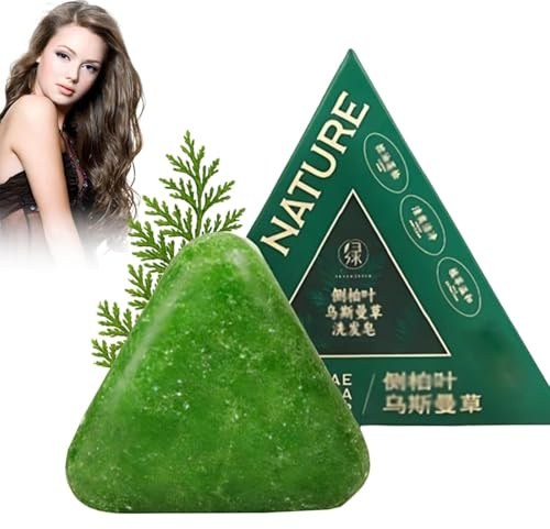 Nature Triangle Shampoo Bar, Nature Green Soap Shampoo, Control Oiliness, Eliminate Dandruff, Strengthen Hair, And Improve Frizziness, Cleansing Hair for Women and Mens (1PC)