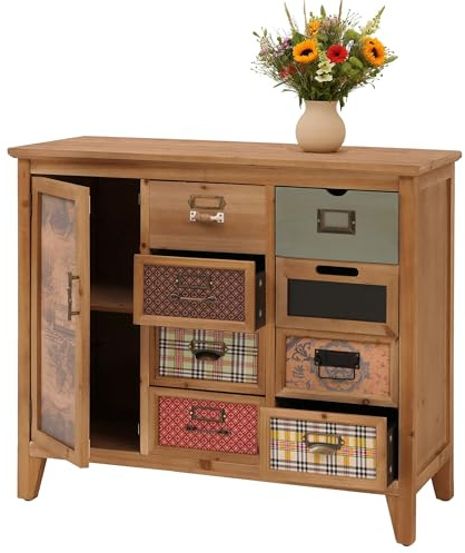 Mendler Commode de pharmacien HWC-O63 Bois 80x91x40cm Corps Naturel