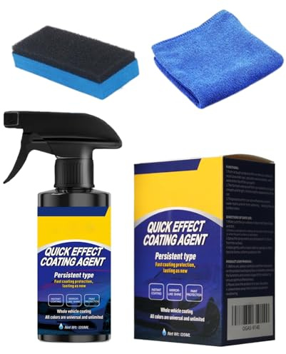 Spray Agent De Revêtement Pour Véhicules, Spray Restaurateur de Carrosserie pour Véhicules, 120ml Restaurateur Hydrophobe Brillant avec Chiffon, Entretien Automobile Berlines Camionnettes