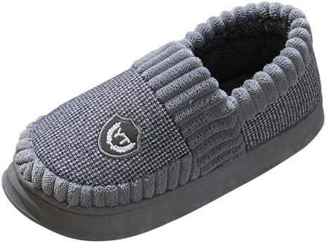Zapatillas de estar por casa para hombre y mujer, pantuflas mullidas de algodón suave, ligeras, cómodas, cálidas, zapatillas de cabaña, forradas, cerradas, cómodas y suaves, gris, 41 EU