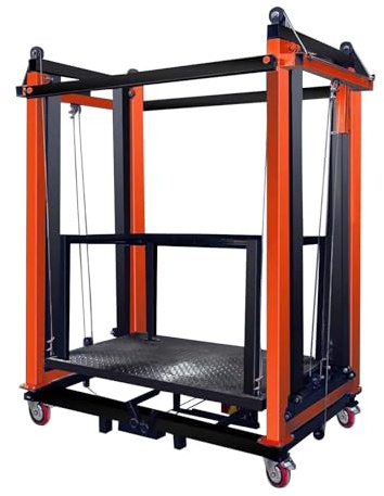 Ponteggi Elettrici, Piattaforma Elevatrice For Ponteggi Completamente Automatica, Altezza Di Sollevamento 2M-6M, Ascensore Con Telecomando, Con Ruota Universale(4M)