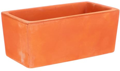 ROMISBABA Pot Rectangulaire Terre Cuite pour Succulentes et Bonsaï, Jardinière D’intérieur pour Rebord de Fenêtre, Petit Pot avec Drainage, Décoration Jardin et Bureau, Argile Naturelle