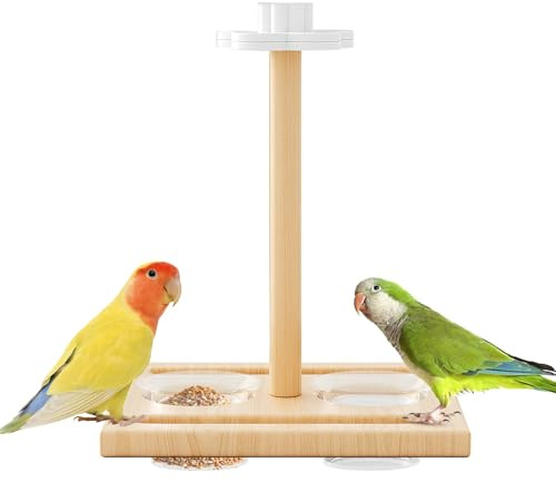 Barsch-Futter für - Holz, 5,91 x 5,91 x 5,91 Zoll, Sitzstangen für Käfig, natürlicher Griff | Leicht zu reinigender Holzfutterstation, Ständer für Papageien