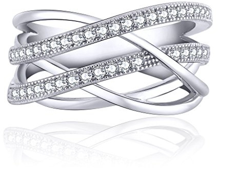 JO WISDOM Damen ring breit silber 925 mit 3A Zirkonia swarovski,Schmuck für Frauen