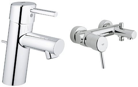 Grohe Einhand-Waschtischbatterie Concetto, Wasserhahn, Armatur, Waschtischarmatur, Waschbecken, Mischbatterie, Wasserkran32204001 + Concetto Wannenarmatur 32211001