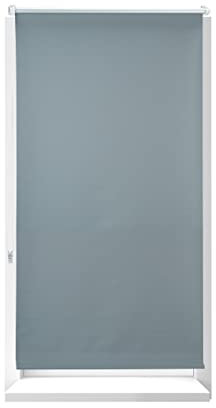 Relaxdays Verdunkelungsrollo, Hitzeschutz, Thermo Rollo Klemmfix, blickdichtes Seitenzugrollo 80x210, Stoff 76 cm, grau
