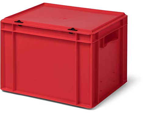 1a-TopStore Design Aufbewahrungsbox mit Deckel | Stapelbox stapelbar | 5 Farben | 8 Größen (40x30x28 cm, rot)