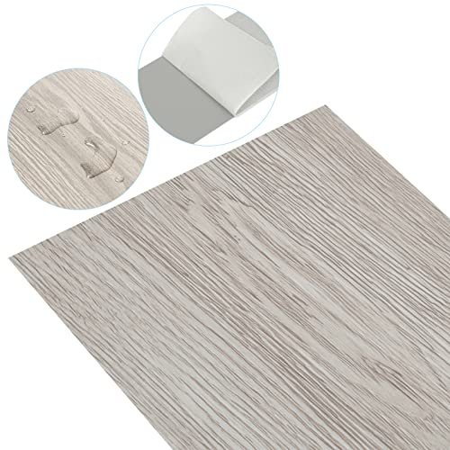 Fiqops Bodenbelag Selbstklebend ca. 1 m², Vinyl Laminat Rutschfest Wasserfest für Fußbodenheizung(White Oak)