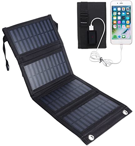 Caricabatterie solare da 20 W, power bank portatile da esterno con 4 pannelli solari, pacco batteria esterno a ricarica rapida compatibile con smartphone, tablet, ecc.(20W)