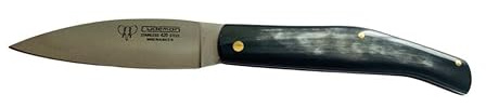 Cudeman Solsona 444-A lama in acciaio 420 da 8 cm e impugnatura in corno di toro da 10 cm per caccia, pesca, sopravvivenza e bushcraft + portabottiglie regalo
