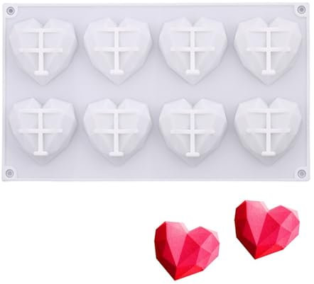 Stampo Torta Silicone Cuore, Tampo Romantico Cuore Diamante, Torta a Forma Cuore d'amore, Ideato per la Preparazione Torte Mousse