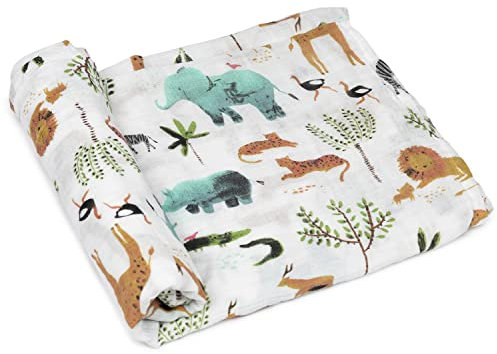 Micu Micu Baby Pucktuch, Musselin Decke Baby, Mulltuch 120x120 cm, 1 Stück, Extra Weich, Große Größe, Babygeschenke Zur Geburt Junge und Mädchen (Tiere)