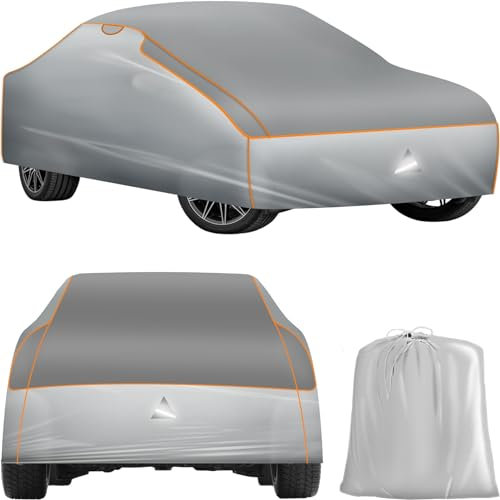 tectake® Auto Abdeckplane, Hagelschutz Autoplane, Autoabdeckung, wasserdichte Decke, atmungsaktiv, elastische Autogarage, Auto Zubehör mit Aufbewahrungstasche, kompatibel mit vielen Modellen - Größe L