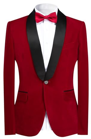 YOUTHUP Blazer Homme Velours Regular Fit 1 Boutons Col Châle Mariage Soirée