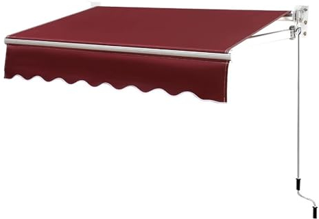 LJFDXD Manuell Gelenkarmmarkise für Gartenterrasse, Zusammenklappbare Teleskop-Markise für den Außenbereich, Pavillon-Überdachung mit Kurbel, für Innenhof, Balkon, Restaurant (Color : Wine Red, Size