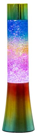 Global Gizmos 48699 Rainbow Glitter Lamp/Colour Changing LED Lights/Retro Nostalgia/Relaxing Mood Light / 13 Inch Height
