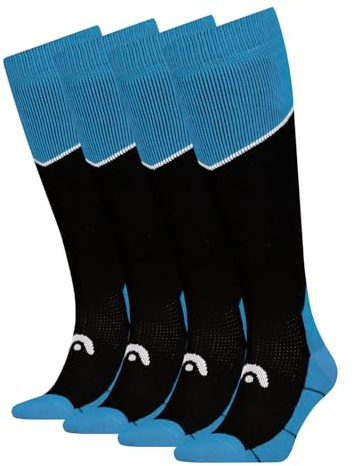 HEAD Herren Damen Unisex Skisocken Skistrümpfe Ski Beginner Kneehigh Socks 2 Paar, Farbe:Blau, Artikel:-003 blue/black, Größe:43-46