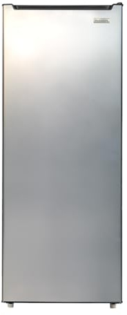 Frigidaire 7.0 Cu. Ft. Upright Convertible Fridge/Freezer, Reversible Door, Removable Glass Shelves, Adjustable Controls, Platinum Finish