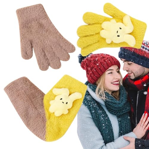 Genérico Pareja tomados de la mano guantes, guantes cálidos de invierno - Guantes de la mano | Guantes divertidos para parejas con pantalla táctil para novio y novia