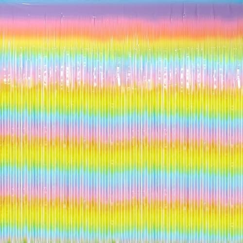 Elalove Lametta-Vorhänge (2er-Set) – Selbstklebende Partydeko für Karneval, Geburtstag & Hochzeit,Astell-Regenbogen