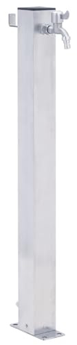 Gecheer Colonna d'Acqua da Giardino 80 cm Acciaio Inox Quadrato,Fontana da Giardino,Fontana,con Rubinetto e Raccordo Resistente a UV e Gelo,Doccia per Animali,Irrigazione Giardino,P364498