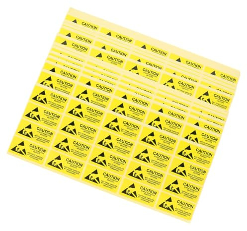 Cabilock Etiquetas Adhesivas en Diversos Productos para Dispositivos Eléctricos 200 de Advertencia Estática Amarillas Respaldo Adhesivo Fuerte, Papel Resistente para Etiquetado
