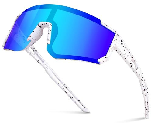 YEAMLTE Sonnenbrille Kinder, Fahrradbrille Kinder, Sport Sonnenbrille Kinder, Sportbrille Kinder UV400 Schutz für Jungen und Mädchen im Freien Sport, Radfahren, Tennis, Laufen (Weiß)