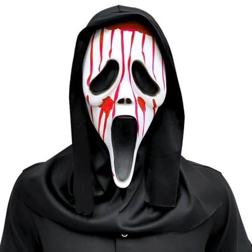 Jaaduem Halloween Ghost Mask, Scary Scream Mask, Halloween Masks Natural Latex Scary Skull Masks, Horror Full Head Masque for Party Costume Cosplay Props