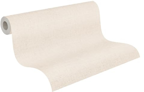 Livingwalls carta da parati TNT con struttura tessile in bianco, beige, marrone – carta da parati a tinta unita 10,05 m x 0,53 m design di COSMOPOLITAN – 790663