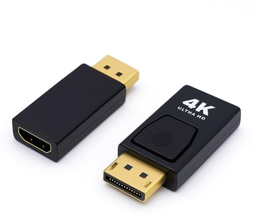 SJACXANM 2 Pezzi Adattatore DisplayPort a HDMI, 4K 30Hz Convertitore DP Maschio a HDMI Femmina, Plug & Play, Compatibile con Laptop Desktop Schede Grafiche, Supporta Monitor HDTV Proiettori Visori VR