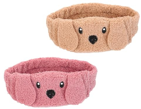 Mipcase Lot de 2 Bandeaux de Maquillage en Peluche Douce, Bandeaux Élastiques Couvre-chefs pour Filles, Accessoires Confortables pour Lavage du Visage, Spa et Masque de Couleur Aléatoire