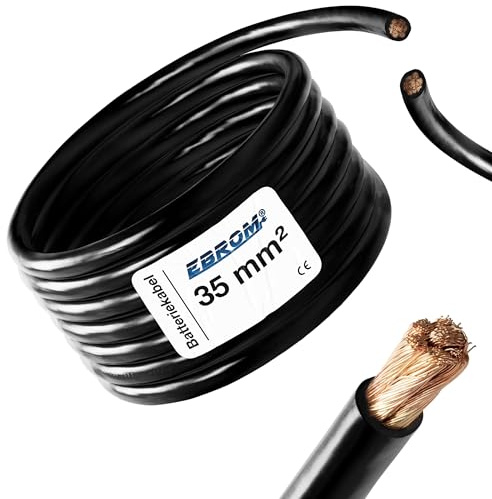 3 Meter Batteriekabel SCHWARZ H07V-K 35 mm² - Batterie Kabel - 99,9% OFC Kupfer - 3 m (3M) 35mm2