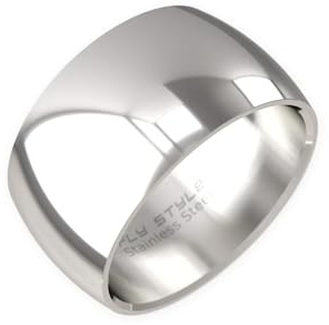 Fly Style Breiter Edelstahl Bandring - Herren Damen Daumenring - Hochwertiger Verlobungs- und Ehering, Ring Grösse:19.1 mm, Oberfläche:12mm Poliert