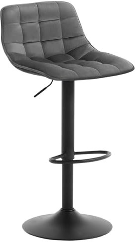 WOLTU 1x Barhocker Barstuhl Tresenhocker Bistrohocker Designer Hocker mit Rückenlehne, aus Samt und Metall, höhenverstellbar drehbar, Dunkelgrau