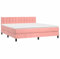 vidaXL Boxspringbett mit Matratze LED Bett Bettgestell Doppelbett Polsterbett Hotelbett Bettrahmen Lattenrost Schlafzimmerbett Rosa 180x200cm Samt