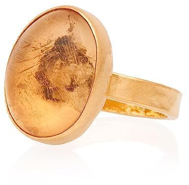 Anello in argento sterling 925 con ambra. Anello in ambra d'argento placcato oro 24 carati.