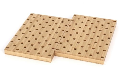 HPFloor Akustikpaneele Wandpaneele | Echtholz Bambus Sento | Lochdurchmesser 8 mm | Flur Wohnzimmer Innenwanddekoration Wandverkleidung | 2er Set | 18 mm stark | 122 x 60 cm