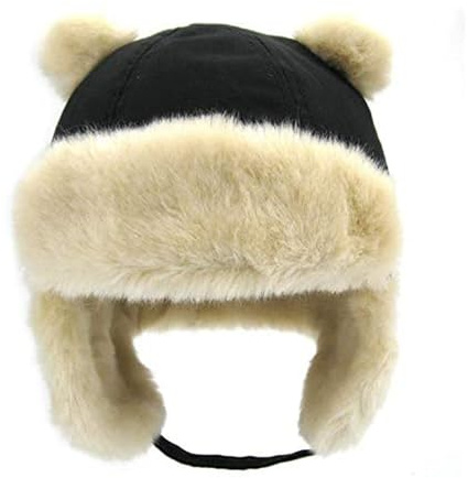 Baby Wintermütze Kinder Fliegermütze mit Ohrenklappen Pilot Cap Newborn Trapper Hut Winter Warm Babymütze für Jungen Mädchen Babys von 0-6 Jahren (DE/NL/SE/PL, Numerisch, 50, Schwarz)