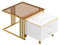 BTM 2 in 1 Nesting Coffee Tables, Coffee Table with Storage, Square Nest of Tables with Drawers, Marble Pattern Top and Gold Metal Frame, Square coffee tables 59.5x60x45.5+50x50x40cm